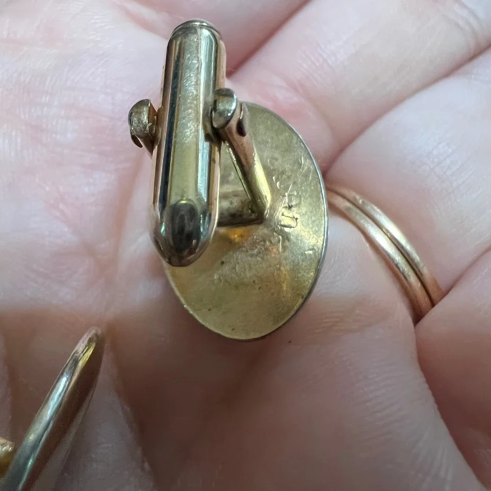 Vintage Swank Cufflinks Tie Tack Set Gold Tone Rhinestone Mid Century Modern MCM